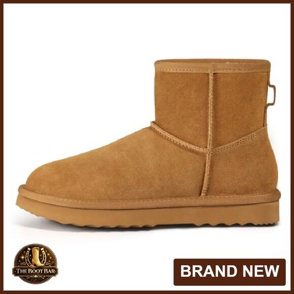 Women's Genuine Suede Ankle Boots with Faux Fur Lining Winter Snow Booties - Picture 5 of 8